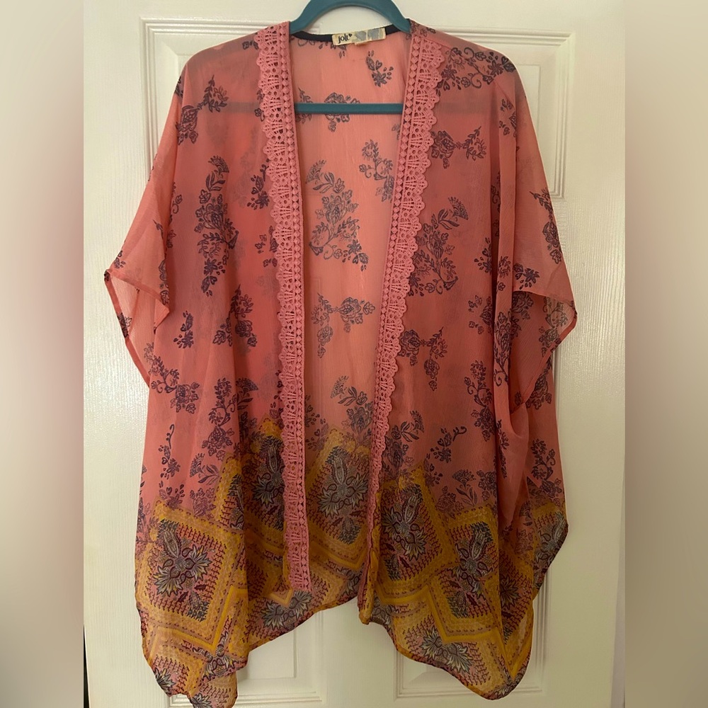 Jolt Pink and Yellow Floral Kimono